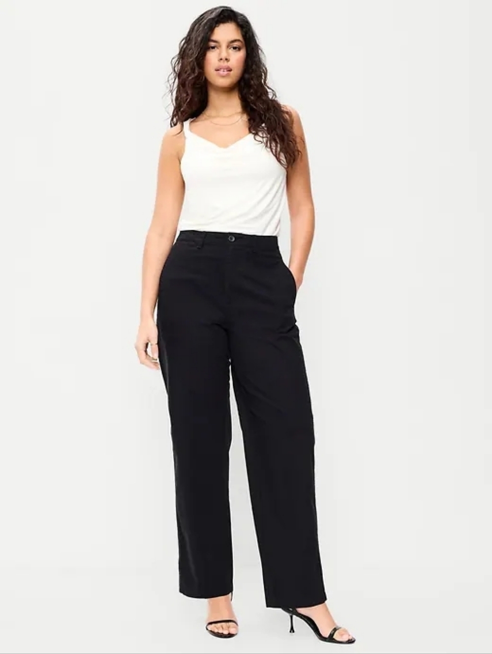 Old Navy High Waisted OGC Chino Full Length Straight Pants Black Medium TALL NWT